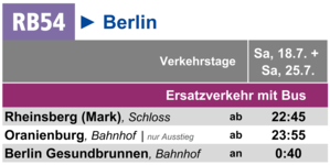 Fahrplan des Direktbusses nach Veranstaltungsende am Sa, 18.07. | Sa, 25.07. Fahrplan des Direktbusses nach Veranstaltungsende am Sa, 18.07. | Sa, 25.07.