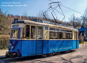 Historischer Straßenbahnwagen der Woltersdorfer Tram