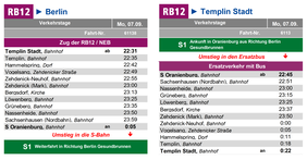 Fahrplan des Ersatzverkehrs am Mo, 07.09.2026