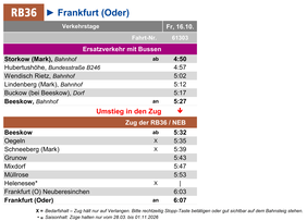 STORKOW - BEESKOW: Fahrplan des Ersatzverkehrs am Fr, 16.10.2026
