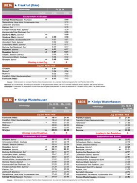 GRUNOW - KÖNIGS WUSTERHAUSEN: Fahrplan des Ersatzverkehrs einzelner Züge im Zeitraum Do, 20.08. - Sa, 12.09.2026 (nur an einzelnen Tagen)