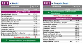 Fahrplan des Ersatzverkehrs am Mo, 07.09.2026