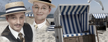 Ab ans Meer – zumindest  musikalisch: Bei ihrem Kon- zert im Scharwenkagarten  nehmen die „Wilden Witwer“,  Christian Zacker am Klavier  und Thomas Hebenstreit  als Tenor, das Publikum mit  ins „Kleine Strandcafé“. 