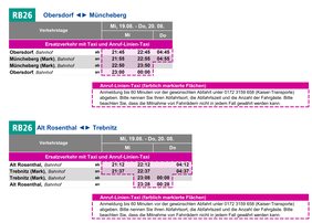 Fahrplan und Ersatzverkehr mit Kleinbussen und Anruf-Linien-Taxis im Zeitraum Mi, 19.08. - Do, 20.08.2026