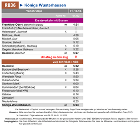 FRANKFURT (ODER) - BEESKOW: Fahrplan des Ersatzverkehrs am Fr, 16.10.2026