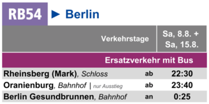 Fahrplan des Direktbusses nach Veranstaltungsende am Sa, 08.08. | Sa, 15.08. Fahrplan des Direktbusses nach Veranstaltungsende am Sa, 08.08. | Sa, 15.08.